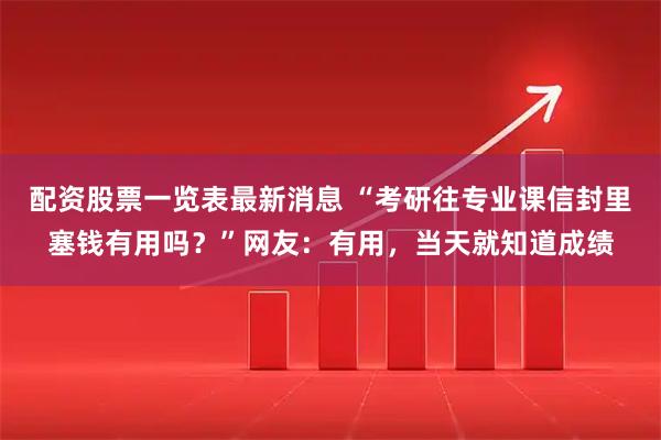 配资股票一览表最新消息 “考研往专业课信封里塞钱有用吗？”网友：有用，当天就知道成绩
